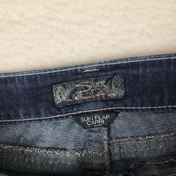 Silver Jeans‎ Womens 32 Blue Suki Flap Capri Mid Rise Dark Wash Denim - Picture 7 of 13